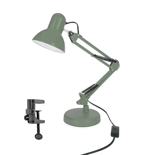 EDO Retro Schreibtischlampe Kinder mit Klemmbar, Nachttischleuchte mit Gelenk-Arm, Arbeitsplatzlampe Salbei PIXI E27 aus Stahl, Schreibtisch-Leuchte mit Flexible Klemme Schwarzer auf Desk Lamp EDO Retro Schreibtischlampe Kinder mit Klemmbar, Nachttischleuchte mit Gelenk-Arm, Arbeitsplatzlampe Salbei PIXI E27 aus Stahl, Schreibtisch-Leuchte mit Flexible Klemme Schwarzer auf Desk Lamp von EDO
