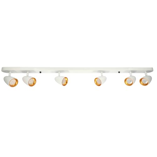 EDO Sechs-Spot Deckenleuchte OVO 6 Weiß Gold Deckenlampe LED White Gold IP20 GU10 6-flammige, Drehbar Spotleuchte GU10, Strahler, Deckenleuchte 230V, für Wohnzimmer, Goldring EDO777244 von EDO