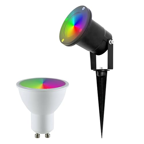EDO Smart LED Gartenstrahler mit Erdspieß HORTUS LED RGB GU10 4,8W RGB +CCT 2700-6500K 400lm kompatibel mit TUYA App Außen Wasserdicht Schwenkbar Gartenlamp IP65 Schwarz Gartenleuchte Kabel 25cm EDO Smart LED Gartenstrahler mit Erdspieß HORTUS LED RGB GU10 4,8W RGB +CCT 2700-6500K 400lm kompatibel mit TUYA App Außen Wasserdicht Schwenkbar Gartenlamp IP65 Schwarz Gartenleuchte Kabel 25cm von EDO