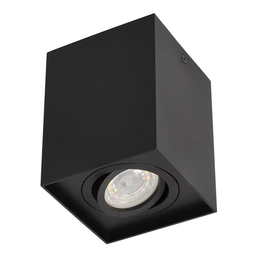 EDO Aufbaustrahler PALLAD 1 BLACK GU10 quadratische Deckenlampe LED, LED Deckenleuchte aus Aluminium, Spots Deckenleuchte 230V, Aluminium Aufbauspot EDO777108 von EDO