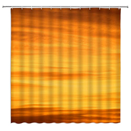 Orangefarbener Duschvorhang, modern, abstrakte Kunst, orange/gelb, Ombre, Sonnenuntergang, Dämmerung, Himmel, Badezimmer-Dekor-Set mit Haken (178 cm x 70 cm) von EDOMGNIH