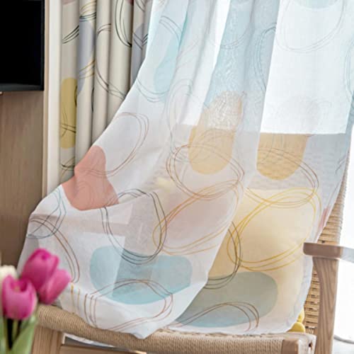 EDOSSA Nordic Neue Vorhänge für Wohnzimmer Schlafzimmer Himmlisch Geometrischer Druck Licht Verdunkelung Kreis Handmalerei Salon Fenster-Tüll, 1 Stück B130xH240 cm, Stangentasche von EDOSSA