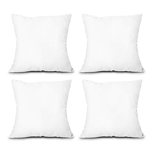 EDOW Kisseneinlagen, 4 Stück, leichte Daunen-Alternative Polyester-Kissen, Couch-Kissen, Kissenfüllung, maschinenwaschbar, Weiß, 45,7 x 45,7 cm von EDOW