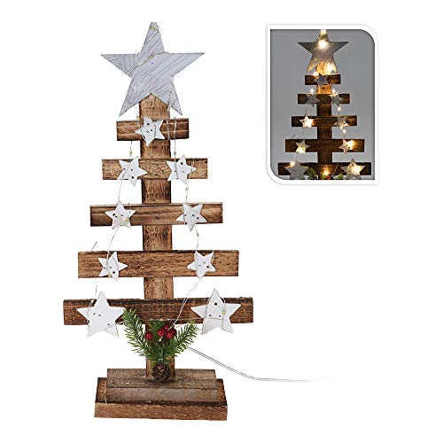 EDP ARBOL Navidad DE Madera DECORATIVO Con Estrellas 39cm, Holz, Multicoloured, 39 cm von EDP