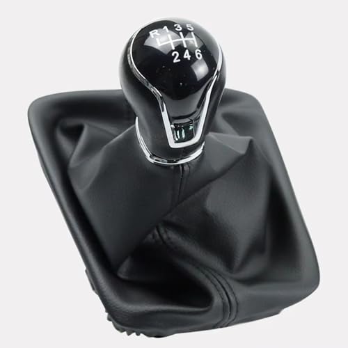 EDPOAQC Kompatibel Mit Seat Für Leon 5-Türer 2012 2013 2014 2015 2016 2017 2018 2019 2020 Manueller 5/6-Gang-Schaltknauf Mit Gamaschenmanschette(Black-6 Speed) von EDPOAQC