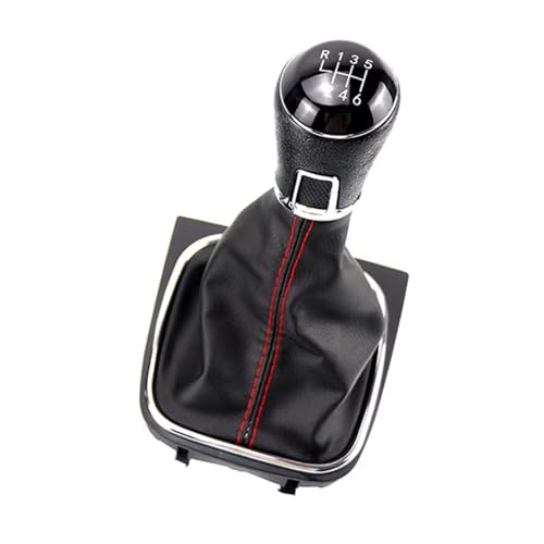 EDPOAQC Kompatibel Mit VW Für Golf Für Jetta MK6 2010 2011 2012 2013 2014 5 6-Gang-Schaltgetriebe Schaltknauf Mit Gamaschen-Kofferraumabdeckung(6 Speed-Type B) von EDPOAQC