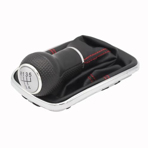 EDPOAQC Kompatibel Mit VW Für Golf Mk4 Für GTI R32 1999 2000 2001 2002 2003 2004 2005 5 6-Gang-Schaltgetriebe Auto-Schaltknauf Mit Gamaschen-Kofferraumabdeckung(E 5-Speed) von EDPOAQC