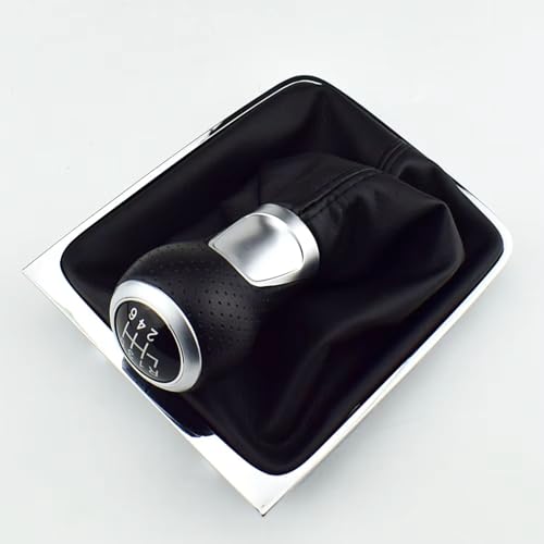 EDPOAQC Kompatibel Mit VW Für Passat B6 2005 2006 2007 2008 2009 2010 2011 5 6-Gang-Schalthebelknopf Gamasche Kofferraumabdeckung Auto-Styling(6 Speed silver) von EDPOAQC