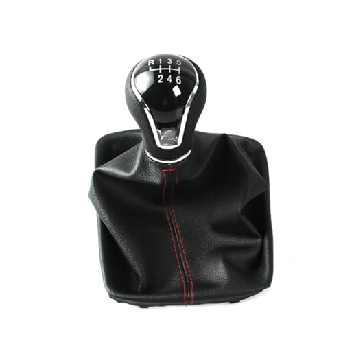 Kompatibel Mit Seat Für Leon III MK3 5 Türen 2012 2013 2014 2015 2016 2017 2018 2019 2020 LHD 5/6-Gang-Schaltknauf Mit Gamaschenmanschette(6 Speed Black Red) von EDPOAQC