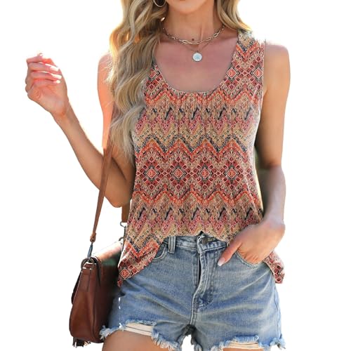 EDQPLL Sommer-Tanktop für Damen, lockere und ärmellose Blusen, lässige Tunika-Blusen (D,M) von EDQPLL