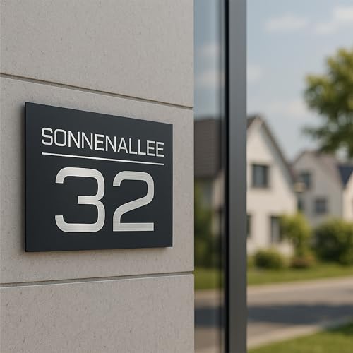 Hausnummernschild Casablanca von EDS-Werbemedien - Hochwertiges Hausnummer Schild in Edelstahl-Design - Individuell personalisierbares Haus Nummernschild aus UV- und witterungsbeständigem Material Hausnummernschild Casablanca von EDS-Werbemedien - Hochwertiges Hausnummer Schild in Edelstahl-Design - Individuell personalisierbares Haus Nummernschild aus UV- und witterungsbeständigem Material von EDS-Werbemedien