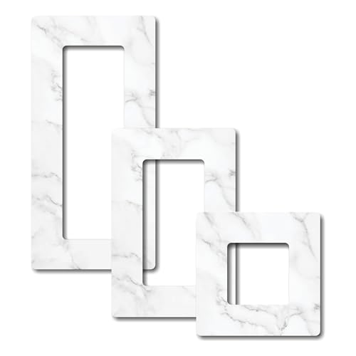 Tapetenschutz Dekorrahmen Wandschutz Tapetenschoner Lichtschalter Acryl Schalter (4-fach Rahmen, MARMOR-Design) von EDS-Werbemedien