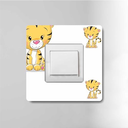 Tapetenschutz Martha von EDS-Werbemedien für Kinder Dekorrahmen Wandschutz Tapetenschoner Lichtschalter Acryl Schalter (1-fach Rahmen, Tiger Mia) von EDS-Werbemedien