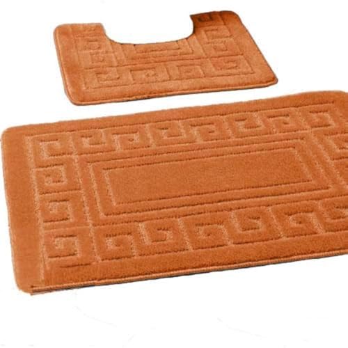 EDS rutschfeste Badematte im griechischen Stil, Bademattenset 2-teilig, enthält 1 Badematte (50 x 80 cm) und einen WC-Vorleger (50 x 40 cm) von EDS