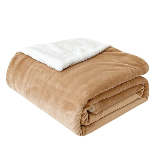 Sherpa Doppelseitige Decke Flauschiger Stoff Extra Weich Fleece Sherpa Bettüberwurf Flauschig und Verbessert Schlaf Nerz 200 x 240 cm von EDS