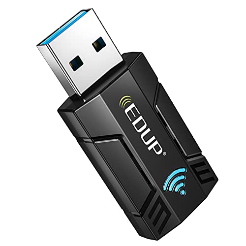 EDUP AC1300 WiFi-Dongle Adapter, USB 3.0 Dualband 5 GHz/2,4 GHz WiFi-Adapter für PC Desktop Laptop, 802.11ac Wireless-Netzwerk unterstützt Windows 11/10/8.1/8/7/XP/Vista, Mac OS X 10.6-10.15 von EDUP