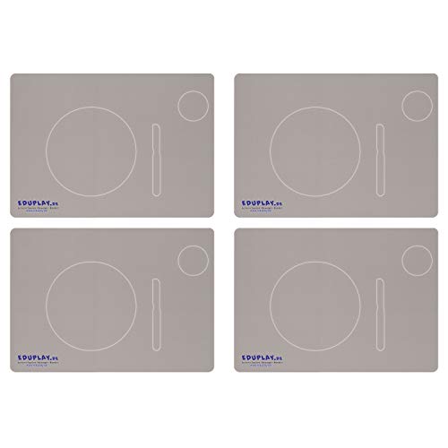 EDUPLAY 110389 Platzset für Kinder Frühstück Rechtshänder, 34 x 24 cm, grau (4 Stück) von EDUPLAY
