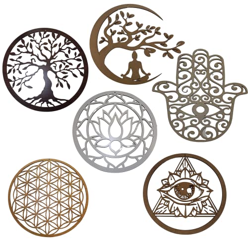 EDURAIT Baum des Lebens Wanddekoration Gemälde aus Holz. Gemälde von Mandalas und Amuletten. (Modelle zur Auswahl: Pack-2, Pakc-3 und Pack-4) von EDURAIT