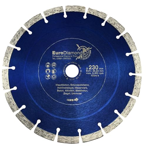 EDW NEW EDITION Diamanttrennscheibe 230mm x 22,2mm x 10mm, langlebige universal Trennscheibe zum Schneiden von Stein, Beton, Ziegel, Mauerwerk von EDW