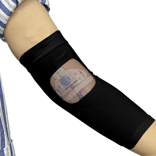 EDWERD PICC Line Cover mit Netzfenster – Armmanschette für Ober- oder Unterarm, rutschfeste Silikondichtung, bequemer IV- und Gipsschutz, 1 Stück (M) von EDWERD