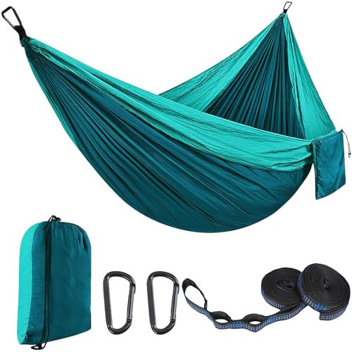 EDWINENE Outdoor Camping Hängematten Doppelhängematte 300 x 200 cm, Ultraleichte Reisehängematte mit Einer Kapazität von bis zu 300 kg, Hängematte aus 210T Fallschirmnylon für Garten (HLL3M) von EDWINENE