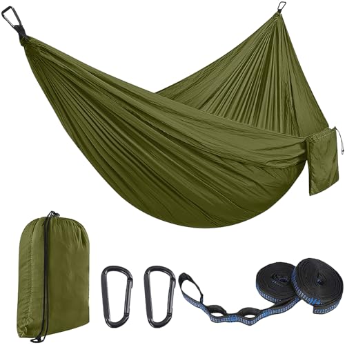 EDWINENE Outdoor Camping Hängematten Doppelhängematte 300 x 200 cm, Ultraleichte Reisehängematte mit Einer Kapazität von bis zu 300 kg, Hängematte aus 210T Fallschirmnylon für Garten (JL3M) von EDWINENE