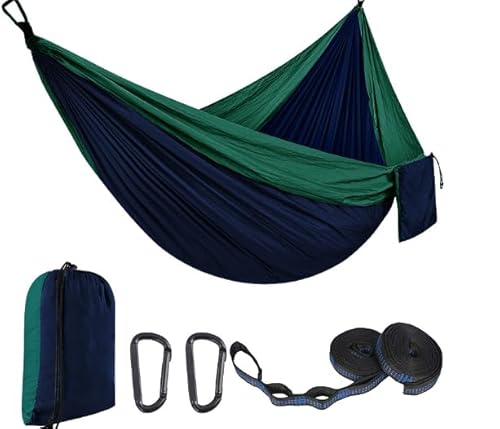 EDWINENE Outdoor Hängematte Camping Hängematten Reisehängematte 270x140 cm, ultraleichte tragbare Hängematte mit Einer Kapazität von bis zu 300 kg, 210T Parachute-Nylon für Garten (LL2.7M) von EDWINENE