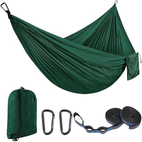 EDWINENE Outdoor Hängematte Camping Hängematten Reisehängematte 270x140 cm, ultraleichte tragbare Hängematte mit Einer Kapazität von bis zu 300 kg, 210T Parachute-Nylon für Garten (SL2.7M) von EDWINENE