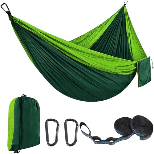 EDWINENE Outdoor Hängematte Camping Hängematten Reisehängematte 270x140 cm, ultraleichte tragbare Hängematte mit Einer Kapazität von bis zu 300 kg, 210T Parachute-Nylon für Garten (SLL2.7M) von EDWINENE