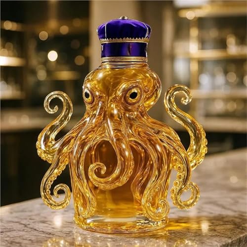EDXTNKQC Whiskey Karaffe - Desktop Kunststatue, 350 Ml Oktopus-Dekanter-Skulptur, Exquisite Weinflaschendekoration Aus Glas, Weinflaschenornamente Mit Meerestieren(B) von EDXTNKQC