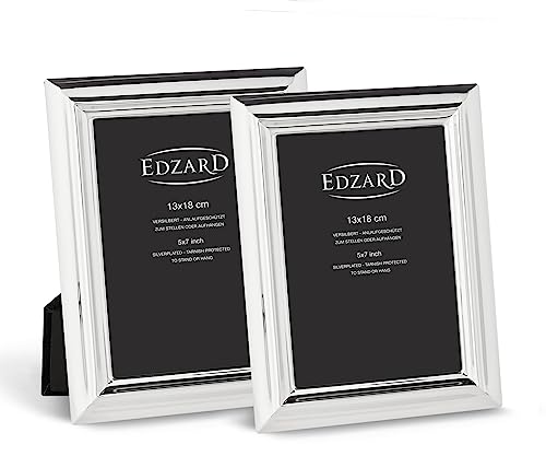 EDZARD 2er Set Fotorahmen Florenz für Foto 13 x 18 cm, edel versilbert, anlaufgeschützt, mit 2 Aufhängern von EDZARD