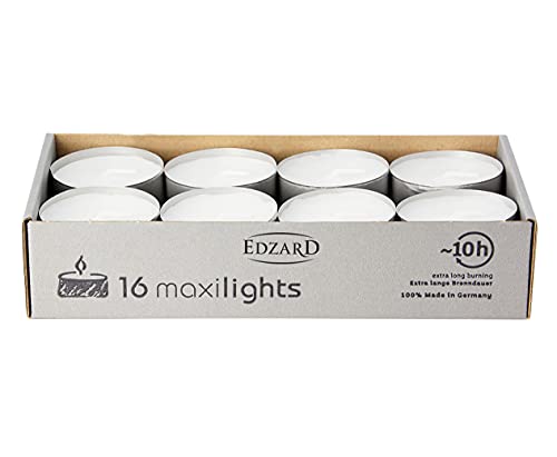 EDZARD 16 Maxi Teelichter ø 58 mm, weiß, ohne Duft, Aluminiumhülle von EDZARD