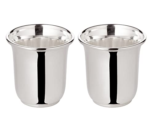 EDZARD 2er Set Schnapsbecher Cuno (Höhe 5 cm, 4 cl), schwerversilbert, Handarbeit - Becher sillber, Silberbecher für Schnaps, Likör, Obstler, Ouzo von EDZARD