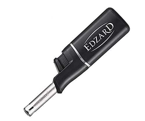 EDZARD 3 Stück Mini-Stabfeuerzeug, schwarz, Logo, Länge 11 cm, nachfüllbar von EDZARD