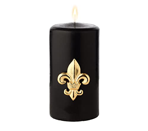 EDZARD 4er-Set Kerzenpins Lilie, Kerzenstecker für Stumpenkerzen, Stecker aus vernickeltem Aluminium mit Gold-Optik, Höhe 6,5 cm von EDZARD