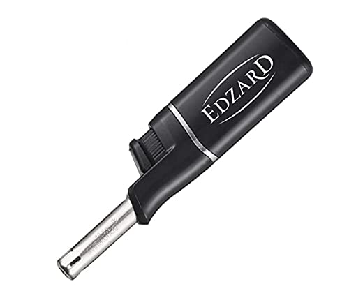 EDZARD 6 Stück Mini-Stabfeuerzeug, schwarz, Logo, Länge 11 cm, nachfüllbar von EDZARD
