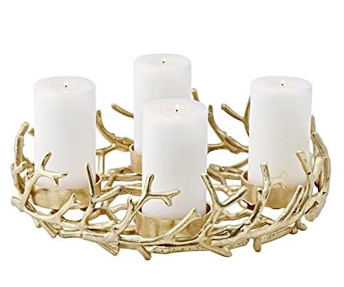EDZARD Adventskranz Porus, Geweih-Design, Aluminium vernickelt, goldfarben, Durchmesser 42 cm EDZARD Adventskranz Porus, Geweih-Design, Aluminium vernickelt, goldfarben, Durchmesser 42 cm von EDZARD