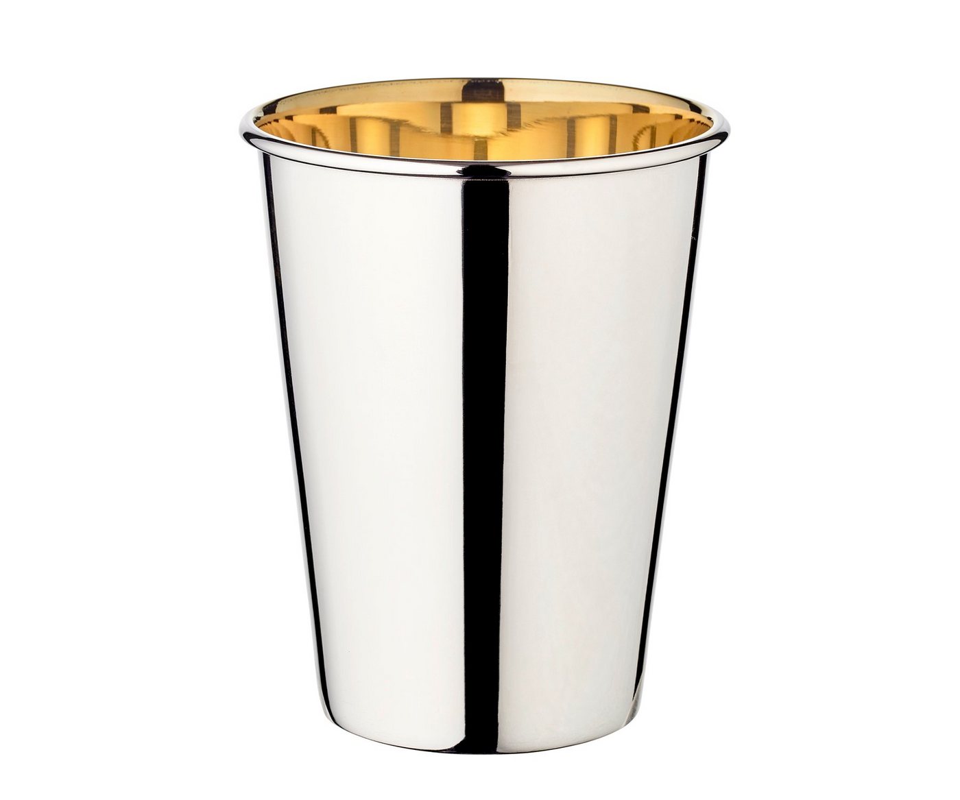 EDZARD Becher Salta, Messing, Trinkbecher im cleanen Design, Vase mit Silber-Optik, gravurfähig, schwerversilbert, 300 ml von EDZARD