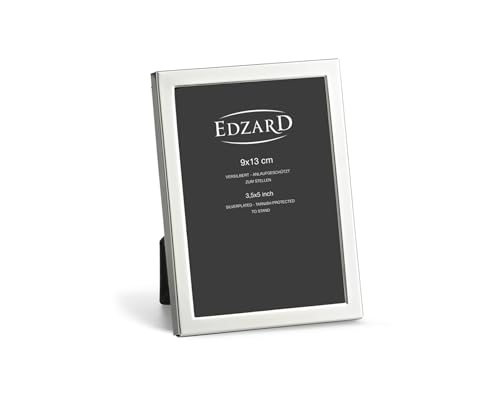 EDZARD Bilderrahmen Bergamo für Foto 9 x 13 cm, edel versilbert, anlaufgeschützt, mit Samtrücken, Fotorahmen zum Stellen von EDZARD