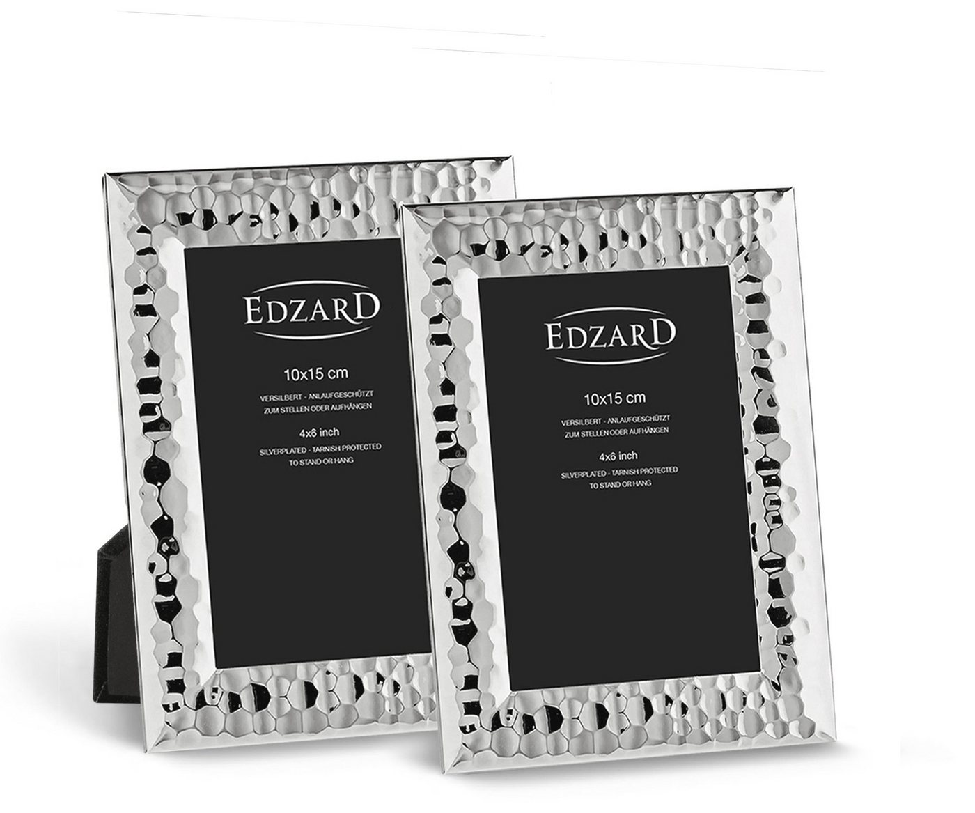 EDZARD Bilderrahmen Gubbio, versilbert und anlaufgeschützt, 2er Set für 10x15 cm Foto von EDZARD