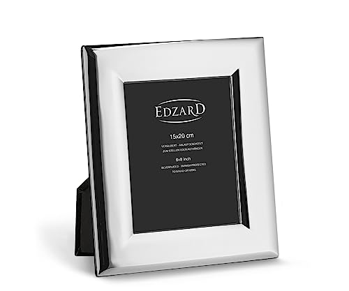 EDZARD Bilderrahmen Positano für Foto 15 x 20 cm, edel versilbert, anlaufgeschützt, Samtrücken, mit 2 Aufhängern, Fotorahmen zum Stellen oder Hängen von EDZARD