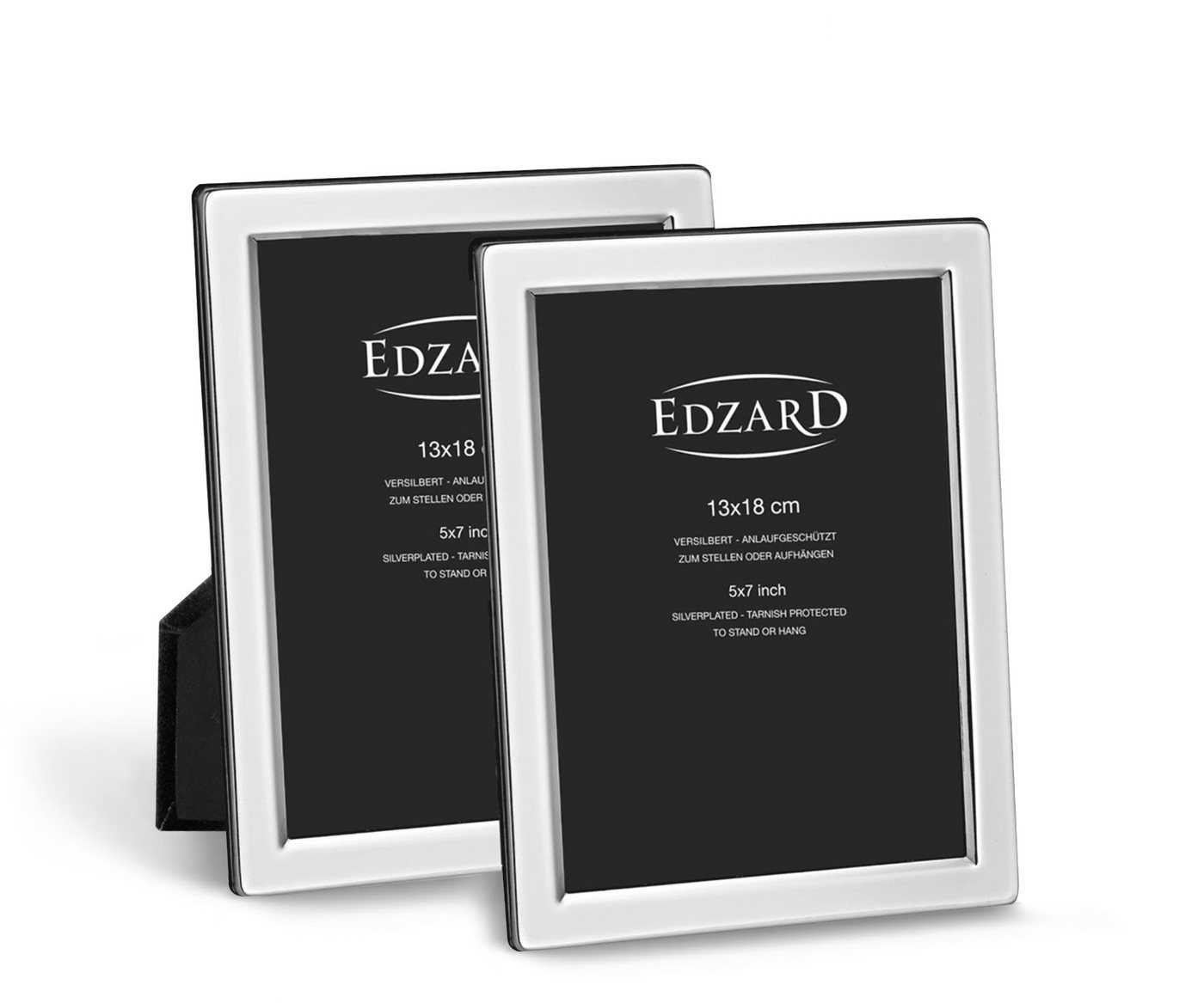 EDZARD Bilderrahmen Salerno, 2er Set für 13x18 cm Foto - edel versilbert & anlaufgeschützt von EDZARD