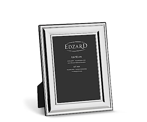 EDZARD Bilderrahmen Sunset für Foto 13 x 18 cm, edel versilbert, anlaufgeschützt, mit Samtrücken, inkl. 2 Aufhängern, Fotorahmen zum Stellen und Hängen von EDZARD
