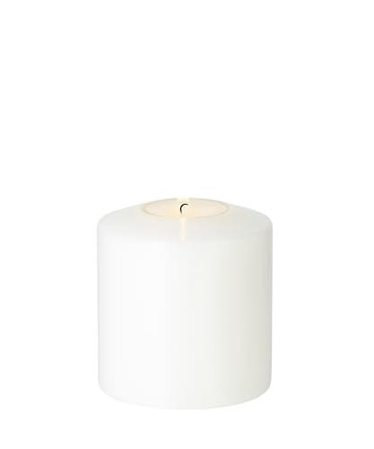 EDZARD Dauerkerze Cornelius Doppel Pine (Höhe 9 cm, Ø 8 cm), Teelichthalter, weiß, hitzebeständig bis 90° von EDZARD