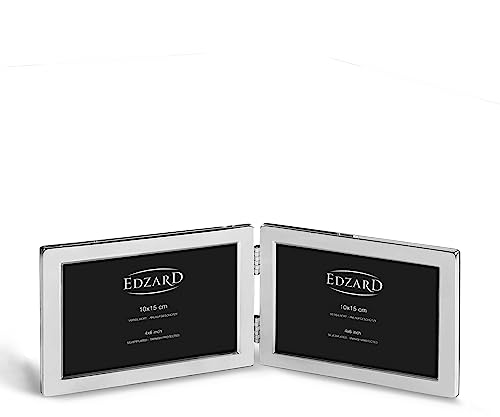 EDZARD Doppel-Fotorahmen Collage Salerno für 2 Fotos 10 x 15 cm, Querformat, edel versilbert, anlaufgeschützt, mit Samtrücken, Fotorahmen zum Stellen von EDZARD