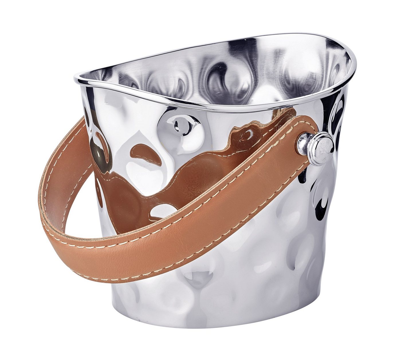 EDZARD Eiseimer Gilbert, Silber-Optik, hochglanzpoliert, gehämmert, Ledergriffe, H 14 cm EDZARD Eiseimer Gilbert, Silber-Optik, hochglanzpoliert, gehämmert, Ledergriffe, H 14 cm von EDZARD
