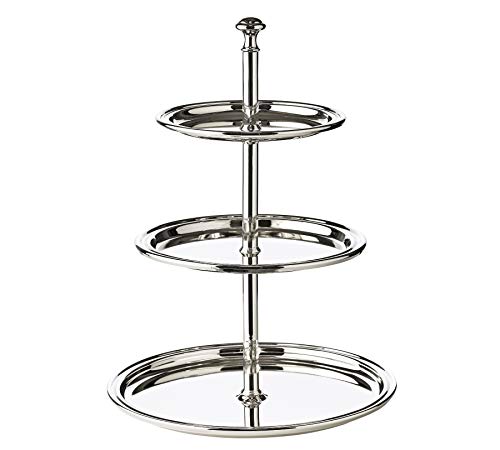EDZARD Etagere Faden, versilbert und anlaufgeschützt, 30 cm Höhe, 3-stöckig von EDZARD