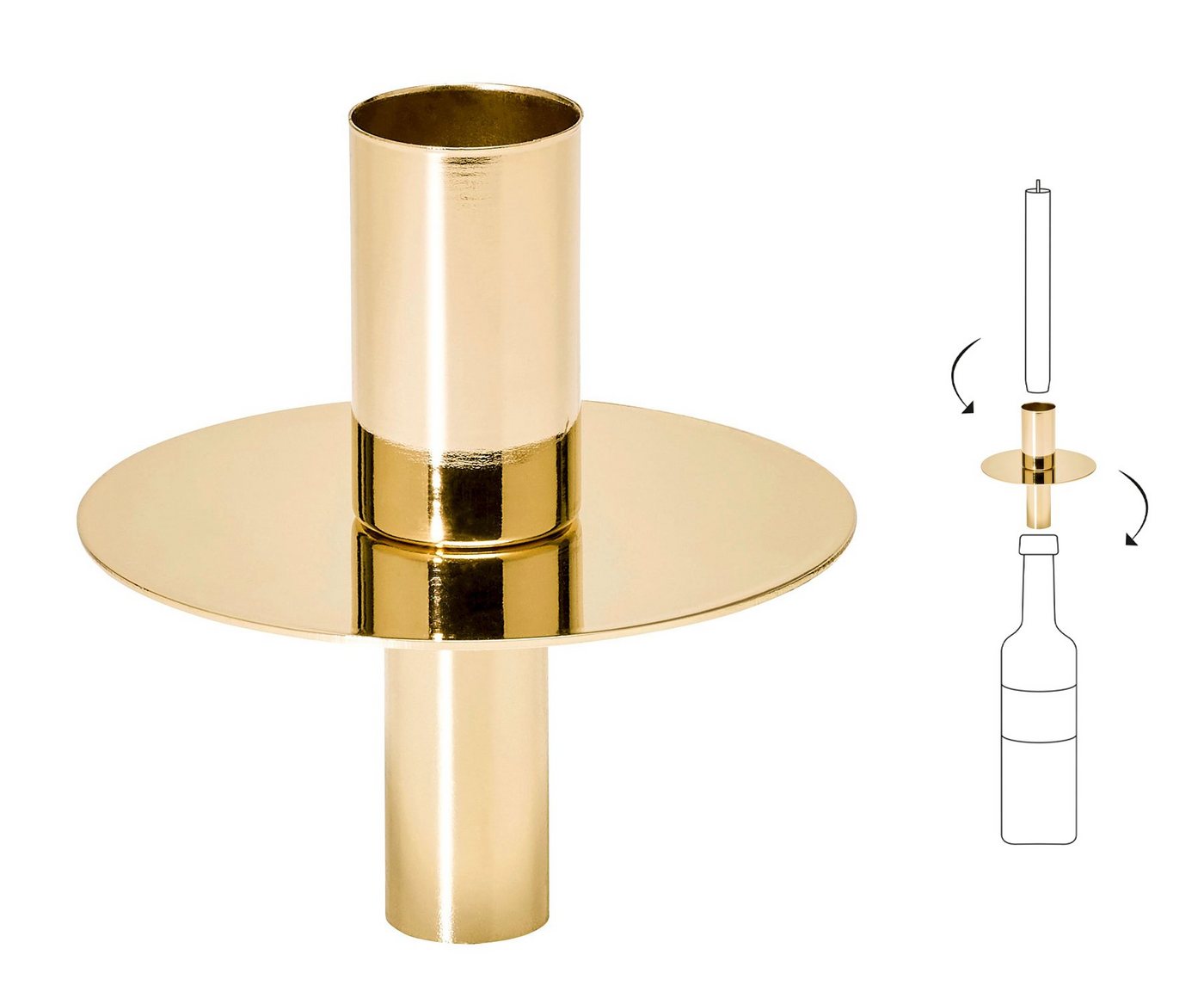 EDZARD Kerzenhalter Gold, Gold-Optik, vernickelt, H 8 cm von EDZARD