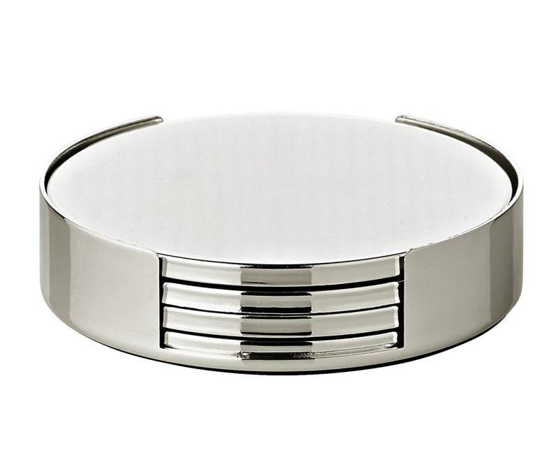 EDZARD Flaschenuntersetzer Due, Versilbert mit Anlaufschutz, Ø 9,5 cm, H 2,5 cm von EDZARD