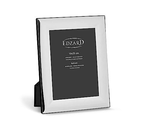 EDZARD Bilderahmen Gela für Foto 15 x 20 cm, edel versilbert, anlaufgeschützt, Samtrücken, 2 Aufhänger, Fotorahmen zum Stellen oder Hängen von EDZARD